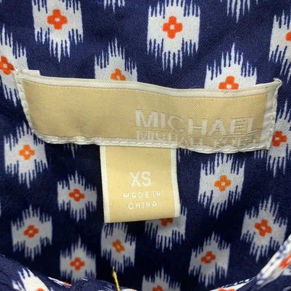 Michael Kors Romper Women’s Size XS Blue Long Sleeve Printed Shorts One Piece - Picture 7 of 12